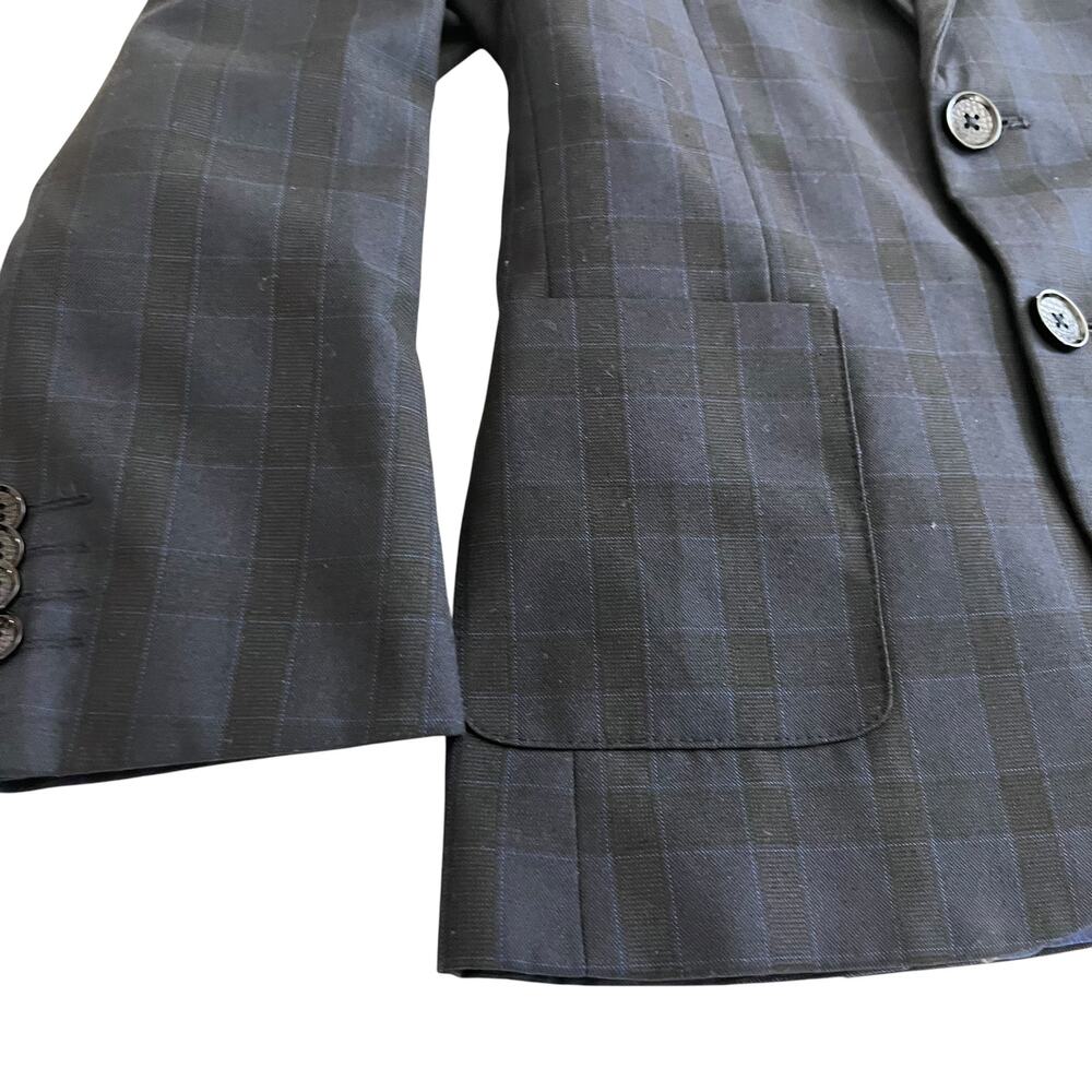 Leo & Zachary Boys Navy Black Plaid Suit Sports Jacket Blazer size 10 - Picture 8 of 14